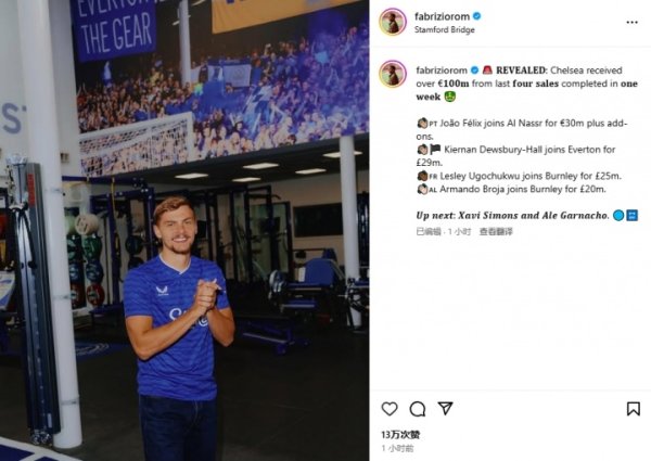 真东说念主FM！罗马诺：切尔西连卖4东说念主又起头超1亿，接下来西蒙斯加纳乔