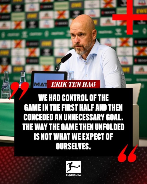 依旧戒指😂滕哈赫：上半场咱们戒指了比赛，但丢了个不该丢的球