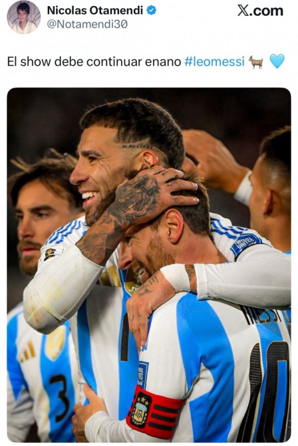 奥塔门迪社媒晒与梅西合影：让你精彩纷呈的献技连接吧，GOAT