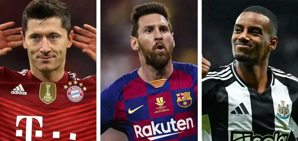 欧洲顶级联赛十大最长承接进球记录: 梅西领衔, 伊萨克、莱万上榜